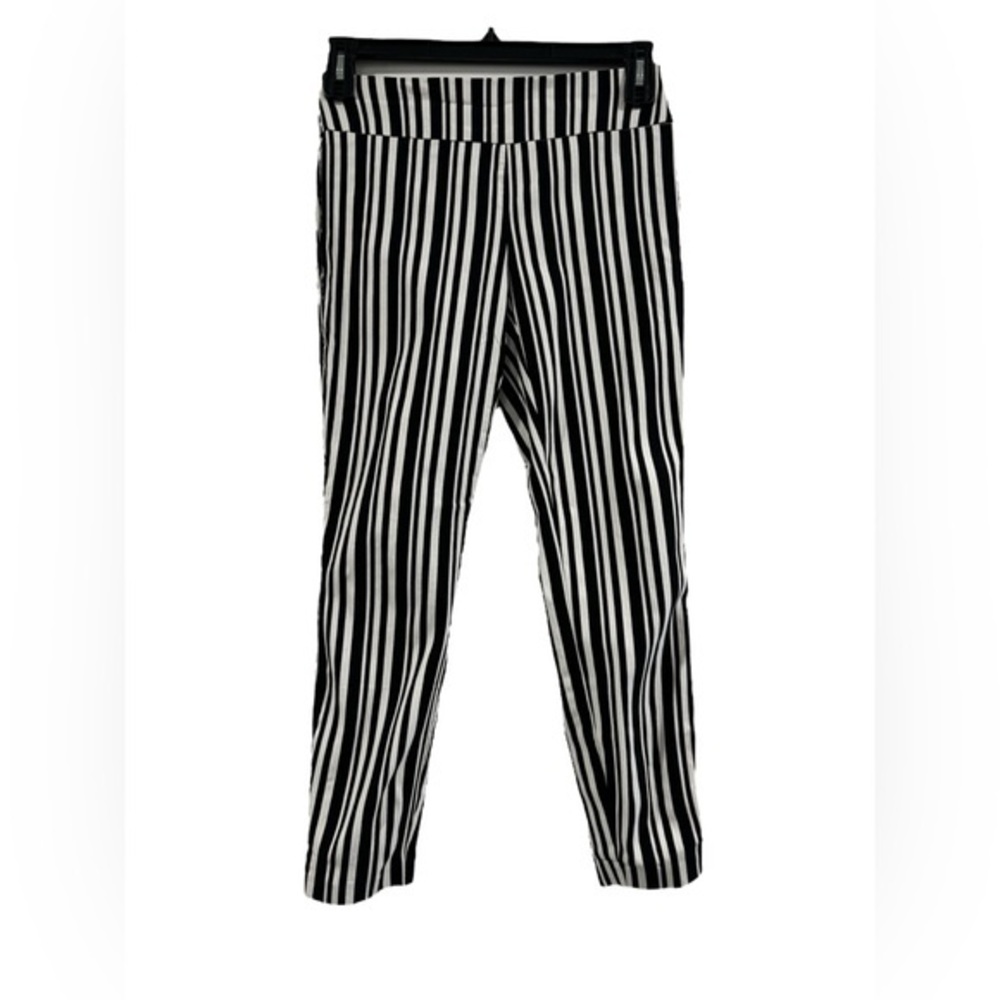 Women’s Pull On Whitney Stretch Stripe Pants New York & Co Black White Small